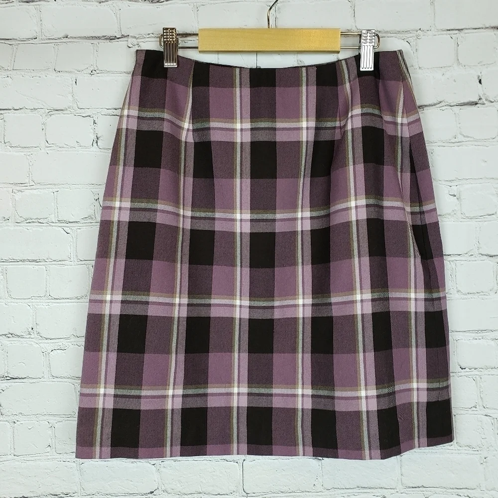 Nine West Plaid Pencil Skirt Retro Academia Grannycore 4P Classic Clueless